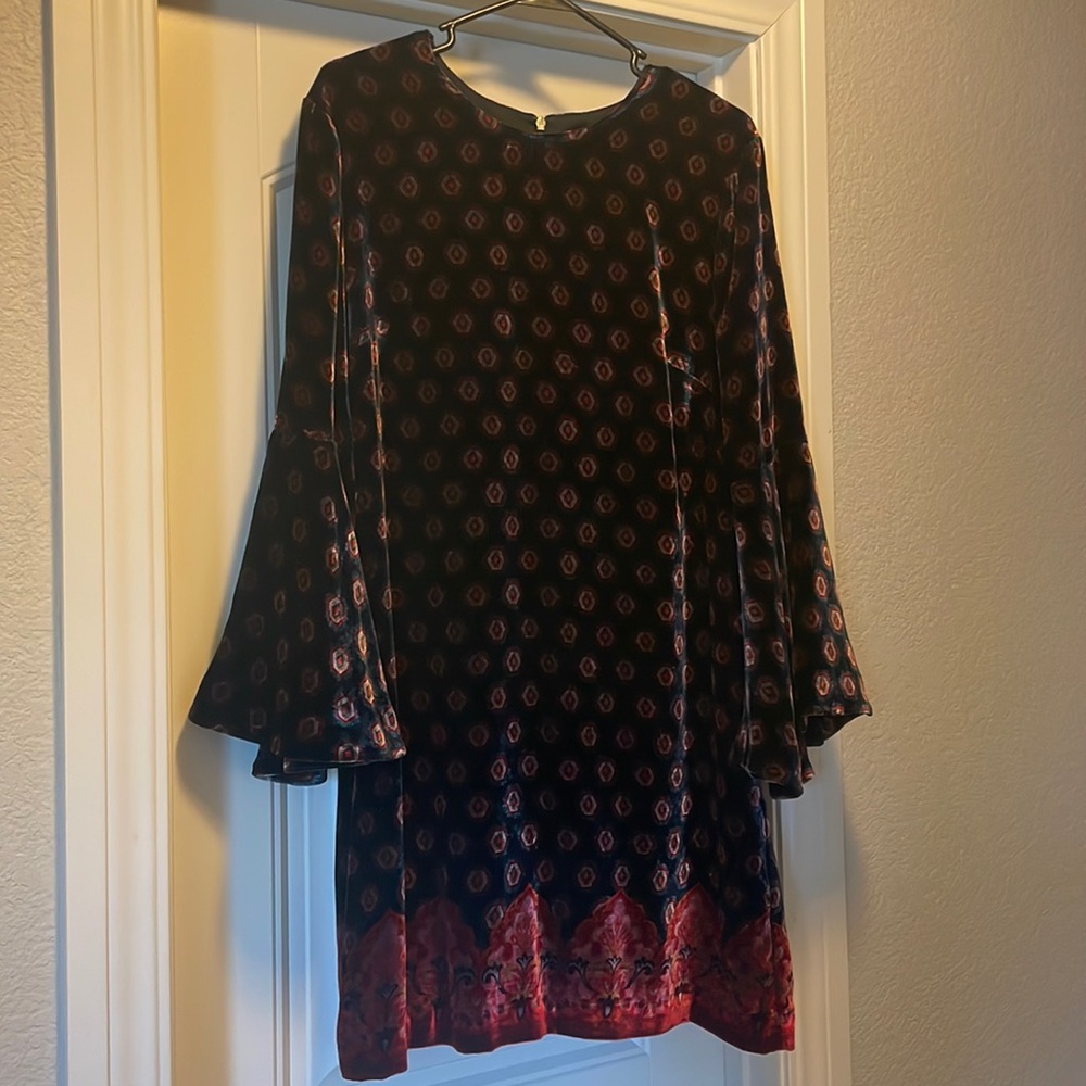 Trina Turk Velvet Bell Sleeve Dress